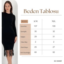 So Sweet Uzun Kollu Kadın Maxi Triko Kazak Elbise Women Maxi Knitted Dress