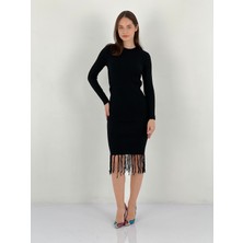 So Sweet Uzun Kollu Kadın Maxi Triko Kazak Elbise Women Maxi Knitted Dress