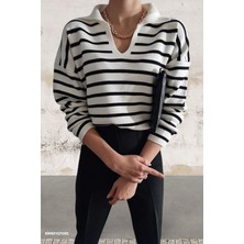 Kadın Triko Kazak Çizgili