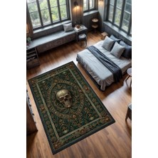 Homshtag Gotik Cadı Ormanı Temalı Halı Koyu Renkli Retro Oturma Odası Halısı Kuru Kafalı Halı