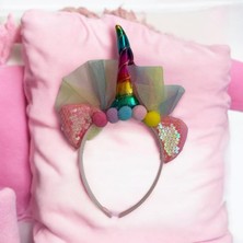 Gigi Giyim Pullu Kedi Kulak Figürlü Unicorn Boynuzlu Çocuk Taç