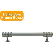 Yahya 50 Adet Halka Boru Kroma Beyaz Metal Mobilya Kulbu 128 mm