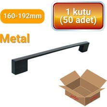 Yahya 50 Adet Kare Mat Siyah Metal Mobilya Kulbu 160 mm - 192 mm