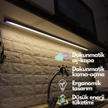 Rultech Dokunmatik 120CM Gün Işık Tak Çalıştır LED Işık Mutfak, Dolap, Tezgah Altı, Duvar Dekoratif Gece Lamba