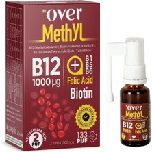 Dr. Over B12 (Methyl) Plus - B12 Vitamini, Biotin, Folik Asit, Vitamin B1, Vitamin B5, Vitamin B6 Içeren Takviye Edici Gıda, Sprey, 20 ml - 3 Kutu