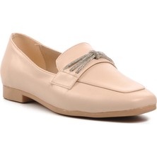 Ayakmod  Bej Kadın Loafer Ayakkabı