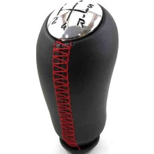 AR Oto Market Renault Clio 3 - 4 Suni Deri Kaplama Vites Topuzu Kırmızı Dikiş Detaylı