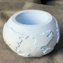 Uretti - Ayşe 7362 El Yapımı Dünya Şeklinde Mavi Saksı / Mumluk Dekoratif Obje - 6  x  8 cm