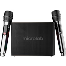 Microlab M60 Vega 15000 Mah Batarya 20W*4 80W 2 Wireless Mikrofonlu Siyah Gri USB + Tf Kart + Bluetooth Powerbank Özellikli Speaker Hoparlör