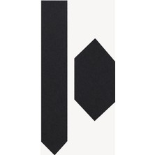 Ysf Erkek Siyah Kravat Mendil Set