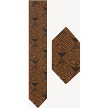 Ysf Erkek Camel Desenli Kravat Mendil Set