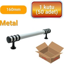 Yahya 50 Adet Halka Boru Siyah Beyaz Metal Mobilya Kulbu 160 mm