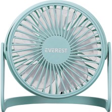 Everest EFN-505 360 Derece Dönüş Taşınabilir Mini Masaüstü Turkuaz USB Fan Vantilatör