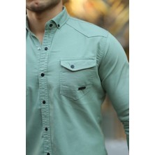 Comstar Erkek Slim Fit Çift Cepli Kot Gömlek