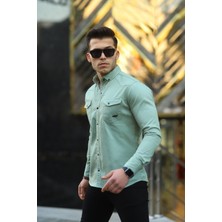 Comstar Erkek Slim Fit Çift Cepli Kot Gömlek