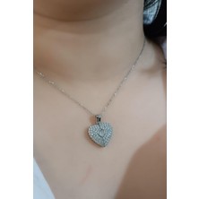 Çelik 1.sınıf Çelik Kararma Yapmaz Silver Zirkon Taşlı Kalp Kanat Kolye