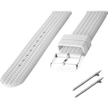 Fado 20  mm Akıllı Pimli  Silikon  Baskılı Desenli Beyaz Saat Kordonu Kayışı(76)