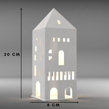 Peradesign Uzun Kış Evi Tealight Mumluk Ev Dekoratif Ev Biblo Yılbaşı Süsleri 20  cm