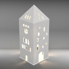 Peradesign Uzun Kış Evi Tealight Mumluk Ev Dekoratif Ev Biblo Yılbaşı Süsleri 20  cm