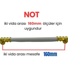 Yahya 50 Adet Halka Boru Çizgili Altın Beyaz Metal Mobilya Kulbu 160 mm