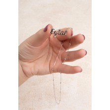 Jewelmim Gümüş İsimli Kolye Özel Tasarım Toplu Zincir 18 Ayar Beyaz Altın Kaplama Kişiye Özel İsim Yazılı 925 Ayar Kadın Gümüş İsimli Kolye Bayan İsimli Kolye Kişiye Özel İsim Kolye İsim Kolyesi