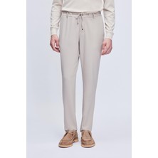 Bej Rahat Kesim Yandan Cepli Jogger Pantolon