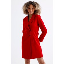 Sense Astarlı Ön ve Kollar Metal Düğmeli Adriyana Ceket Elbise | CKT35856 Kırmızı