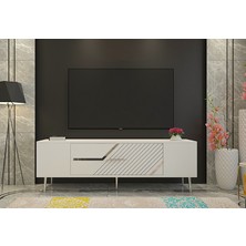 Cantek Dizayn DEKOLP5CT Tv Sehpası Beyaz-Gümüş
