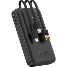 1Hora GAR261 5000 Mah Taşınabilir Hızlı Şarj Cihazı  - 3 Çıkışlı - Usb-C, Usb-A, Lightning Powerbank - Siyah