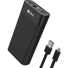 1Hora GAR117 20000 Mah Taşınabilir Hızlı Şarj Cihazı - Pd 20W - 3 Çıkışlı - Usb-C, Usb-A, Lightning Uyumlu Powerbank - Siyah