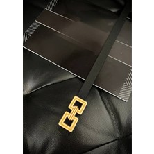 ZR Accessory Çift Kare Gold Tokalı Kadın Kemeri, Pantolon Kemeri, Ceket Kemeri, Gömlek Kemeri, Elbise Kemeri