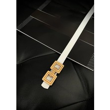 ZR Accessory Çift Kare Gold Tokalı Kadın Kemeri, Pantolon Kemeri, Ceket Kemeri, Gömlek Kemeri, Elbise Kemeri