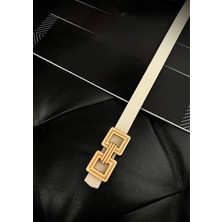 ZR Accessory Çift Kare Gold Tokalı Kadın Kemeri, Pantolon Kemeri, Ceket Kemeri, Gömlek Kemeri, Elbise Kemeri