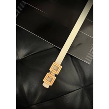 ZR Accessory Çift Kare Gold Tokalı Kadın Kemeri, Pantolon Kemeri, Ceket Kemeri, Gömlek Kemeri, Elbise Kemeri
