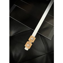 ZR Accessory Çift Kare Gold Tokalı Kadın Kemeri, Pantolon Kemeri, Ceket Kemeri, Gömlek Kemeri, Elbise Kemeri