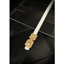 ZR Accessory Çift Kare Gold Tokalı Kadın Kemeri, Pantolon Kemeri, Ceket Kemeri, Gömlek Kemeri, Elbise Kemeri
