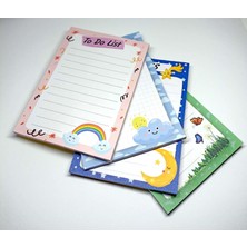 Notluk - Bloknot 4'lü Set (Bulut, Bahar, Ay ve Gökkuşağı Temalı Notes To Do List ) (10-14 Cm)
