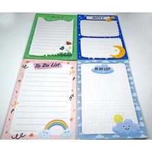 Notluk - Bloknot 4'lü Set (Bulut, Bahar, Ay ve Gökkuşağı Temalı Notes To Do List ) (10-14 Cm)