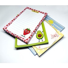 Notluk - Bloknot 4'lü Set (Güneş, Kedi, Çilek ve Avakado Temalı Notes To Do List ) (10-14 Cm)
