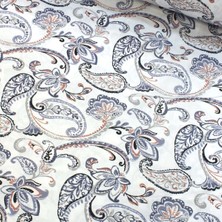 Lacivert Kiremit Şal Desen Nevresimlik Poplin Kumaş-Vrgld