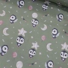 Tekin's Home Yeşil Baykuş Nevresimlik Poplin Kumaş-Tknhm