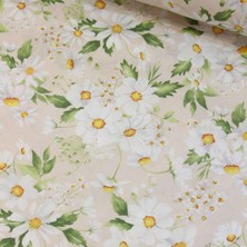 Tekin's Home Bej Papatya Nevresimlik Poplin Kumaş-Tknhm