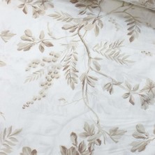 Bej Kahve Sarmaşık Nevresimlik Poplin Kumaş-Vrgld