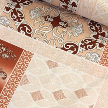 Yavruağzı Turuncu Etnik Şal Nevresimlik Poplin Kumaş-Deco