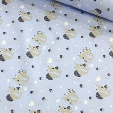 Deco Mavi Tavşan Nevresimlik Poplin Kumaş-Deco