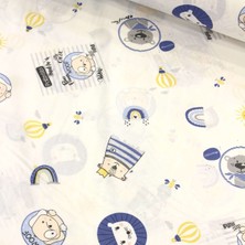 Deco Sarı Lacivert Sevimli Hayvanlar Nevresimlik Poplin Kumaş-Deco