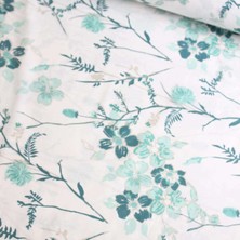 Petrol Yeşil Bahar Dalı Nevresimlik Poplin Kumaş-Vera