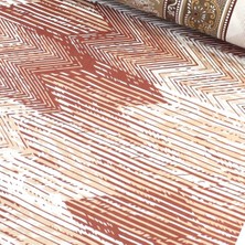 Eteği Sulu Şal Kiremit Kahve Nevresimlik Poplin Kumaş-Vrgld