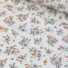 Gri Gül Nevresimlik Poplin Kumaş-Dstr