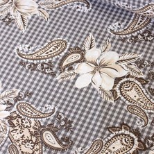 Gri Şal Desen Nevresimlik Poplin Kumaş-Vera